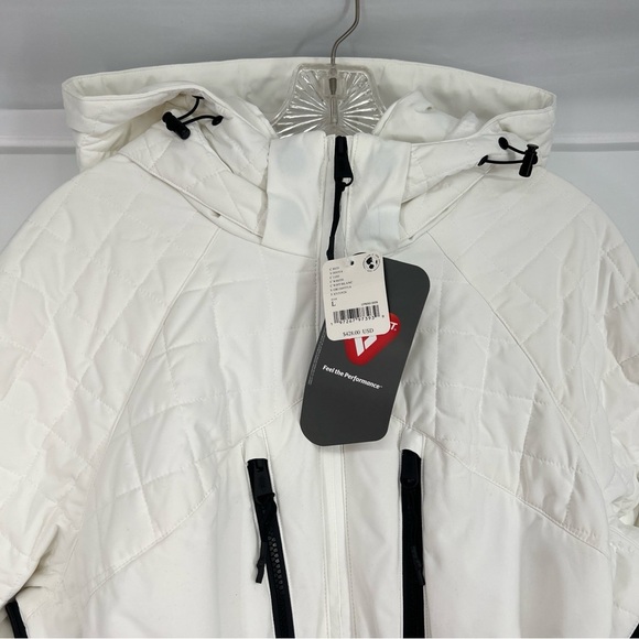 Free People All Prepped White Quilted Long Winter Ski Snowboarding Coat L NWT - Picture 4 of 13